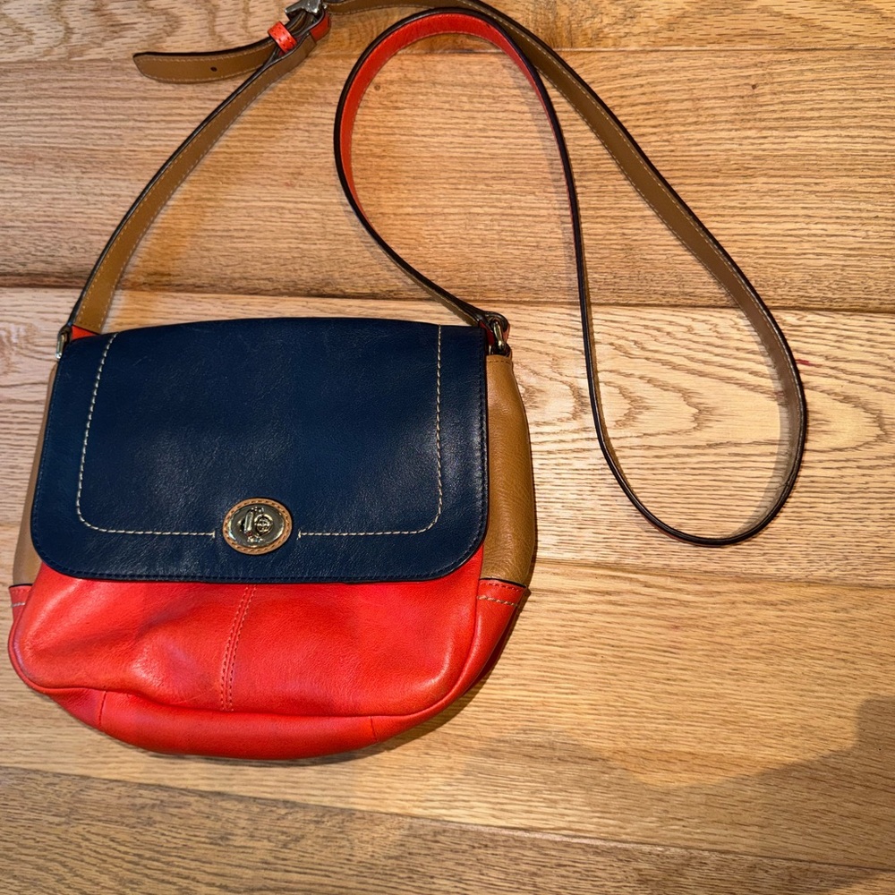 Coach Red and Blue Leather Crossbody Bag